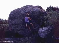 Uli beim Bouldern in der Montagne de Roquebrune im Esterelgebirge